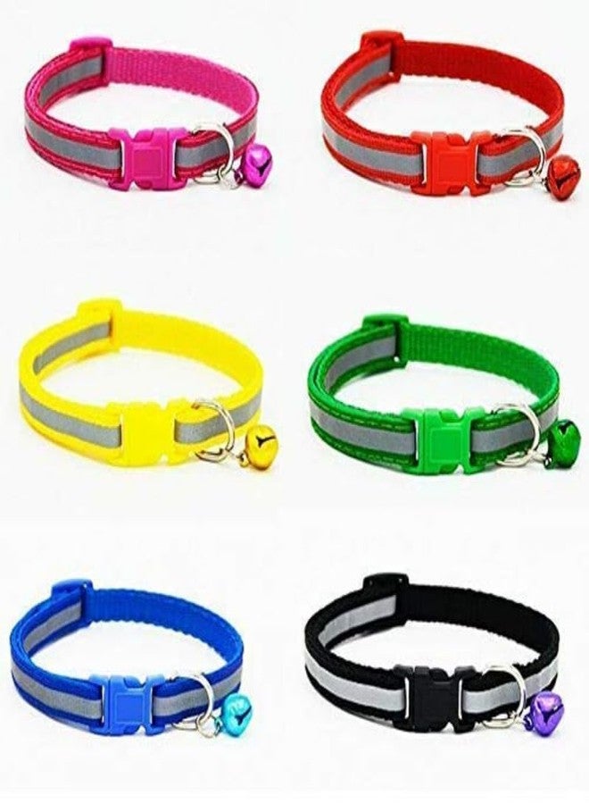 KittuPet Pack of 6 pcs Collar Each Collar is 3 pcs Bow Deisgn and 3 pcs refletcive Interactive Collar for Your Kitten Pupies Dog Size 10 MM Random Color - Image 5